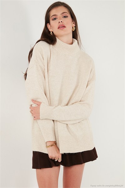 Oversize Fit Balıkçı Yaka Yumuşak Dokulu 2li Paket Triko Kadın Kazak 680KZ00469S2 Antrasit-Taş