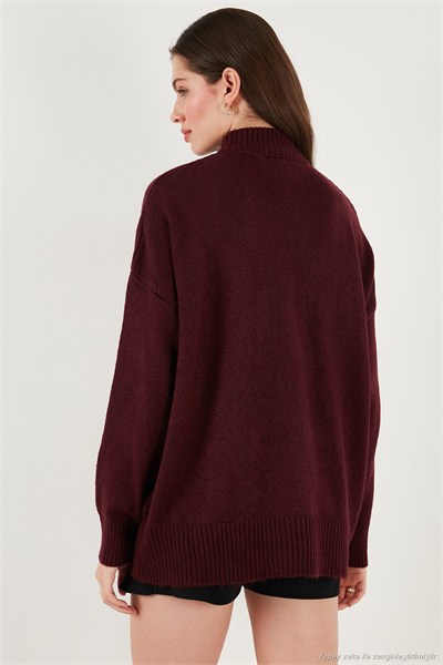 Oversize Fit Balıkçı Yaka Yumuşak Dokulu 2li Paket Triko Kadın Kazak 680KZ00469S2 Açık Gri-Bordo