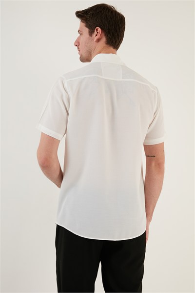 Pamuk Karışımlı Kısa Kollu Regular Fit Erkek Gömlek CF23S113139 BEYAZ