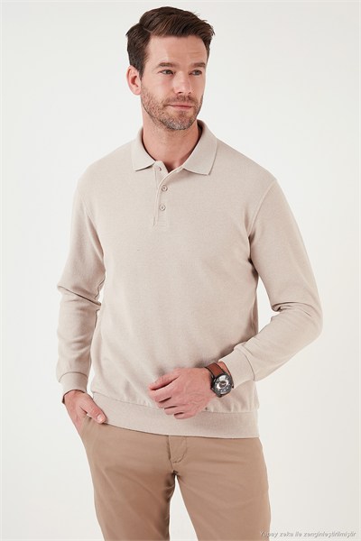Pamuk Karışımlı Regular Fit 2li Paket Erkek Polo Yaka Kazak 456223S2 BEJ-LACİVERT