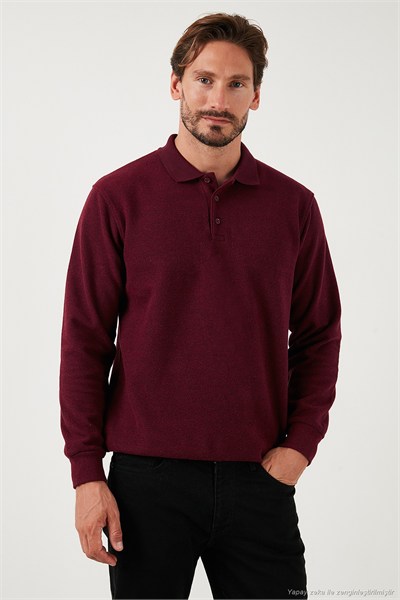 Pamuk Karışımlı Regular Fit Erkek Polo Yaka Kazak 456223 MÜRDÜM