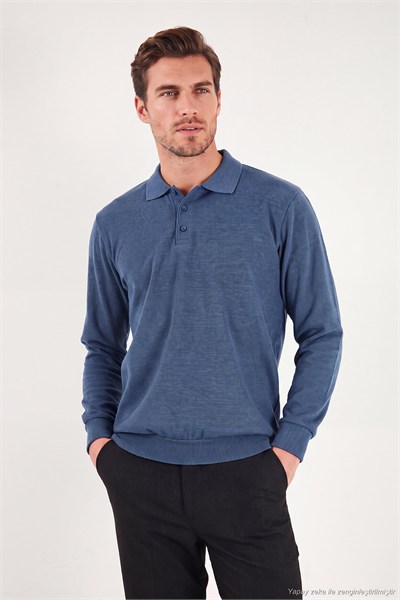 Pamuk Karışımlı Regular Fit Erkek Polo Yaka Kazak 456223 KOYU MAVİ