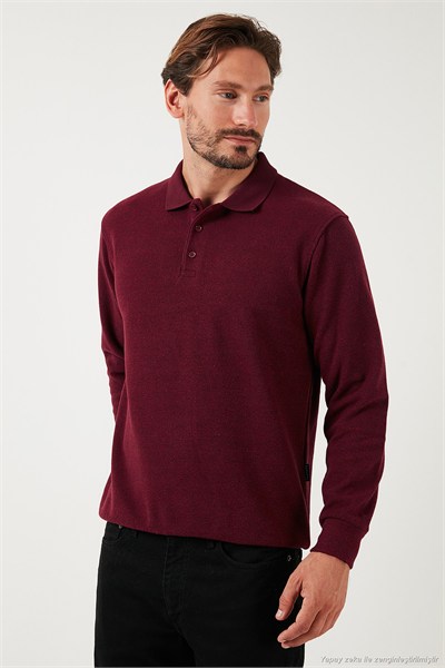 Pamuk Karışımlı Regular Fit Erkek Polo Yaka Kazak 456223 MÜRDÜM