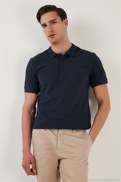 Pamuk Regular Fit Düğmeli 2li Paket Erkek Polo Yaka T Shirt 5902127S2 İndigo-İndigo