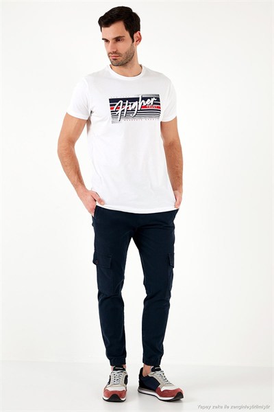 Pamuklu Baskılı 3lü Paket Erkek T Shirt 541S3 Siyah-Lacivert-Beyaz