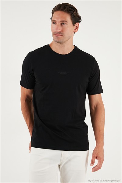 Pamuklu Baskılı Regular Fit Bisiklet Yaka Erkek T Shirt 59020205 SİYAH