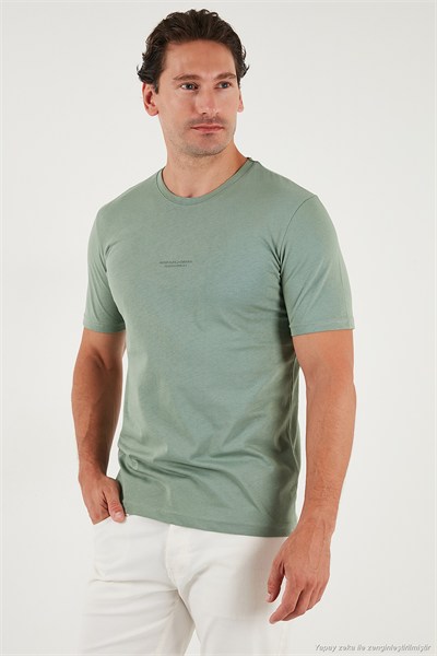 Pamuklu Baskılı Regular Fit Bisiklet Yaka Erkek T Shirt 59020205 ELMA YEŞİLİ