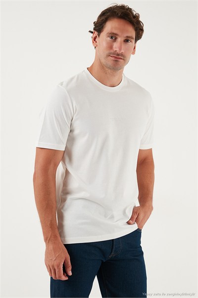 Pamuklu Baskılı Regular Fit Bisiklet Yaka Erkek T Shirt 59020205 EKRU