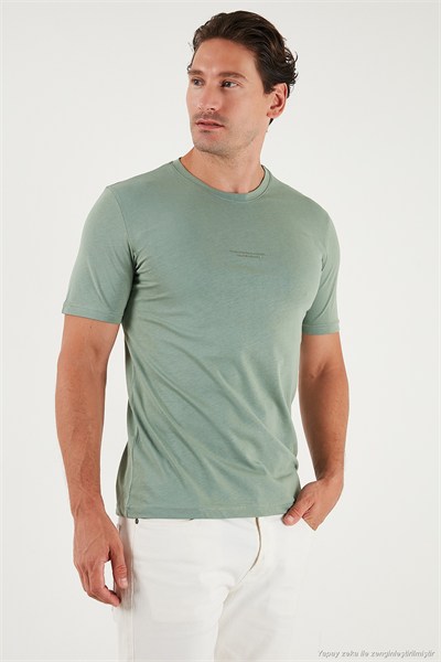 Pamuklu Baskılı Regular Fit Bisiklet Yaka Erkek T Shirt 59020205 ELMA YEŞİLİ