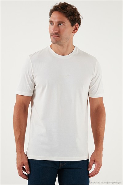 Pamuklu Baskılı Regular Fit Bisiklet Yaka Erkek T Shirt 59020205 EKRU