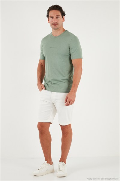 Pamuklu Baskılı Regular Fit Bisiklet Yaka Erkek T Shirt 59020205 ELMA YEŞİLİ