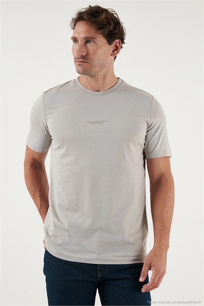 Pamuklu Baskılı Regular Fit Bisiklet Yaka Erkek T Shirt 59020205 KÜL