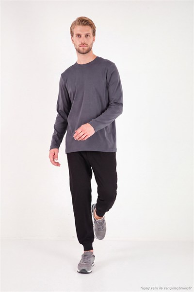 Pamuklu Bisiklet Yaka Basic Erkek Sweat 59050742 ANTRASİT