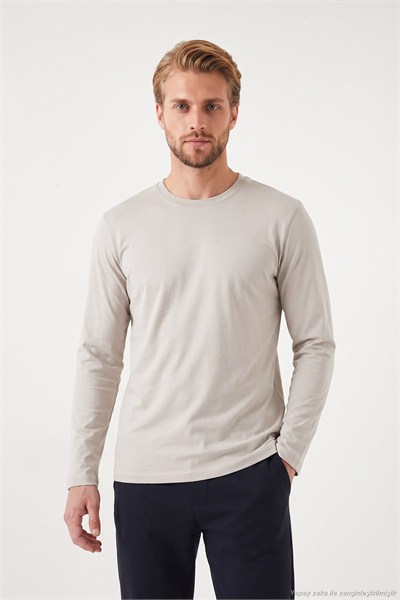 Pamuklu Bisiklet Yaka Basic Erkek Sweat 59050742 TAŞ