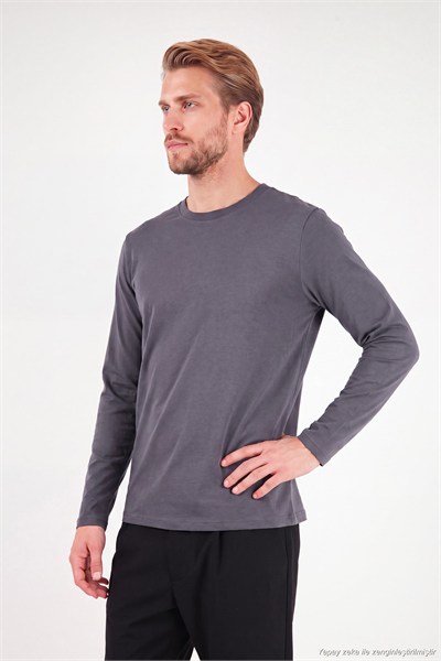 Pamuklu Bisiklet Yaka Basic Erkek Sweat 59050742 ANTRASİT