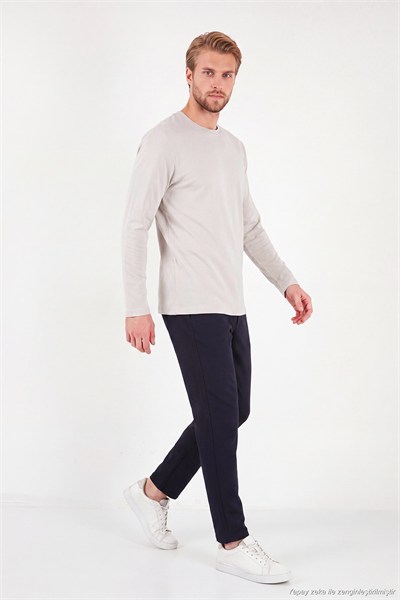 Pamuklu Bisiklet Yaka Basic Erkek Sweat 59050742 TAŞ