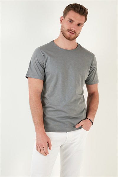 Pamuklu Bisiklet Yaka Basic Erkek T Shirt 59020001 AÇIK HAKİ