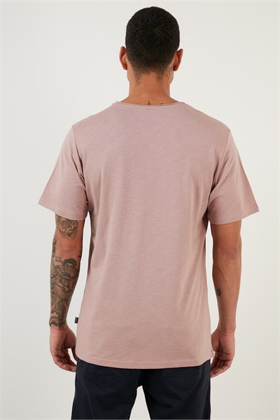 Pamuklu Bisiklet Yaka Basic Erkek T Shirt 59020001 PUDRA
