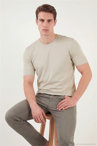 Pamuklu Bisiklet Yaka Basic Erkek T Shirt 59020001 TAŞ