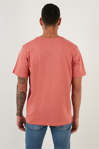 Pamuklu Bisiklet Yaka Basic Erkek T Shirt 59020001 KİREMİT