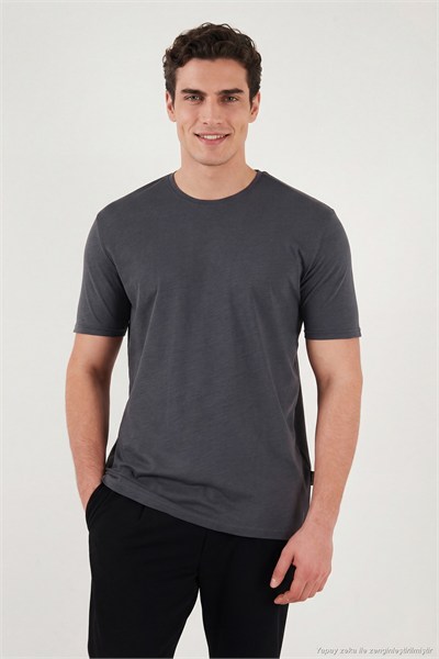 Pamuklu Bisiklet Yaka Basic Erkek T Shirt 59020001 ANTRASİT