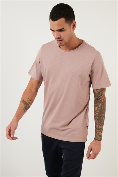 Pamuklu Bisiklet Yaka Basic Erkek T Shirt 59020001 PUDRA
