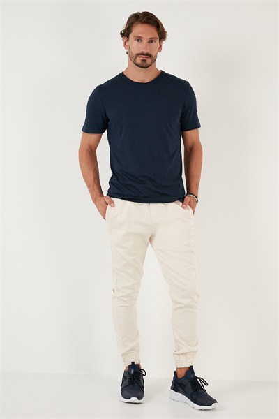 Pamuklu Bisiklet Yaka Basic Erkek T Shirt 59020001 İNDİGO