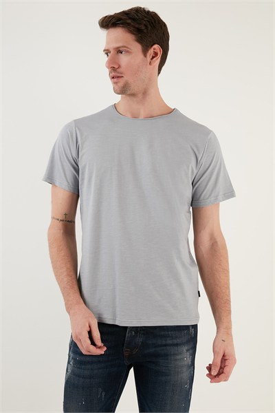 Pamuklu Bisiklet Yaka Basic Erkek T Shirt 59020001 AÇIK GRİ