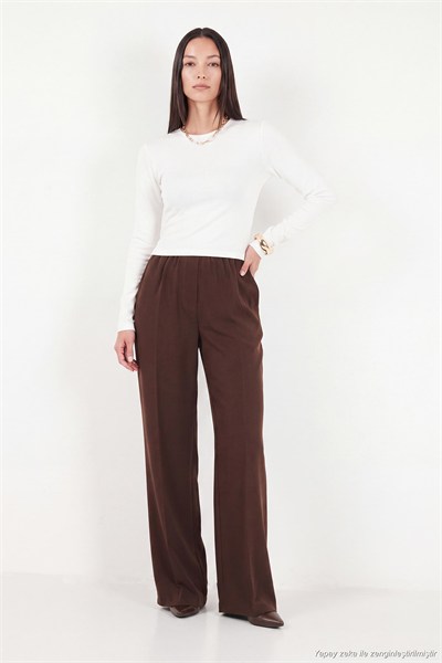 Pamuklu Bisiklet Yaka Crop Kadın Bluz 5867060 EKRU
