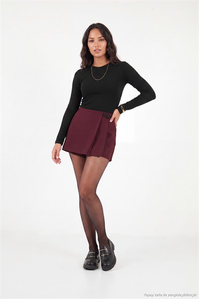 Pamuklu Bisiklet Yaka Crop Kadın Bluz 5867060 SİYAH