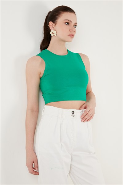 Pamuklu Bisiklet Yaka Dar Kesim Crop Kadın Atlet 5865259 BENETTON