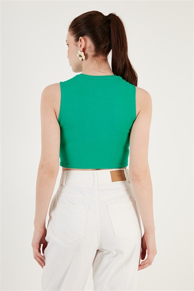 Pamuklu Bisiklet Yaka Dar Kesim Crop Kadın Atlet 5865259 BENETTON
