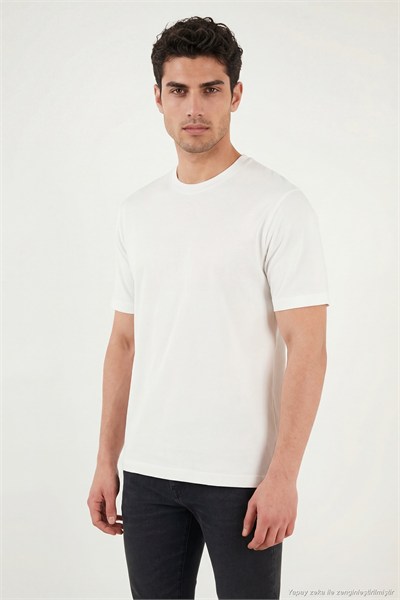 Pamuklu Bisiklet Yaka Kısa Kollu Erkek T Shirt 5904114 EKRU