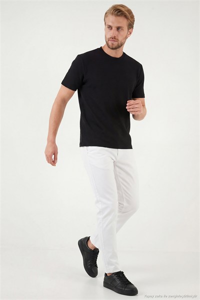 Pamuklu Bisiklet Yaka Kısa Kollu Erkek T Shirt 5904115 SİYAH