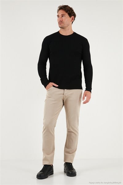 Pamuklu Bisiklet Yaka Normal Kalıp Basic Erkek Sweat 5905073 SİYAH