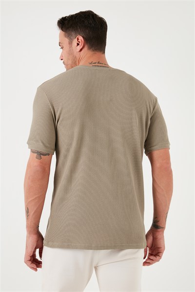 Pamuklu Bisiklet Yaka Regular Fit Basic Erkek T Shirt 5902759 Vizon Yeşili
