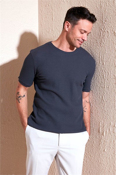 Pamuklu Bisiklet Yaka Regular Fit Basic Erkek T Shirt 5902759 ANTRASİT