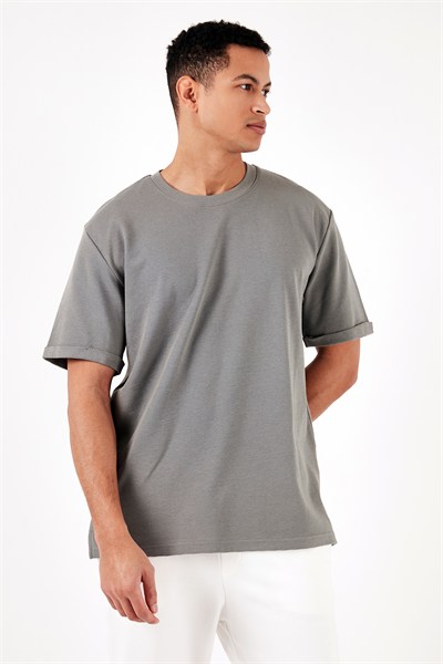 Pamuklu Bisiklet Yaka Regular Fit Basic Erkek T Shirt 5902731 AÇIK HAKİ