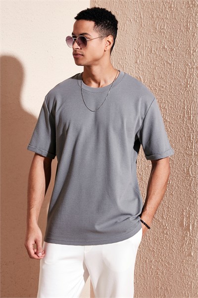 Pamuklu Bisiklet Yaka Regular Fit Basic Erkek T Shirt 5902731 AÇIK HAKİ