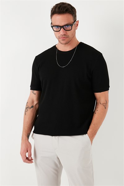 Pamuklu Bisiklet Yaka Regular Fit Basic Erkek T Shirt 5902759 SİYAH