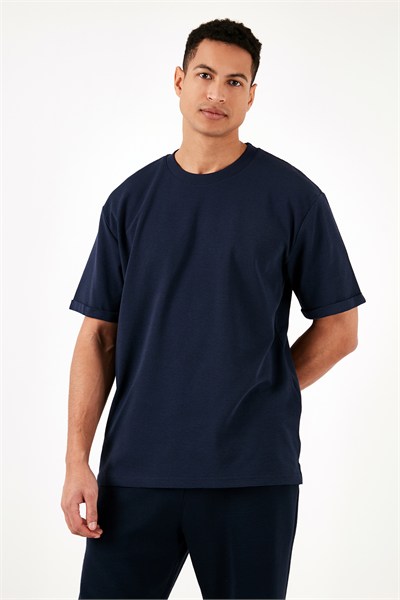 Pamuklu Bisiklet Yaka Regular Fit Basic Erkek T Shirt 5902731 İNDİGO