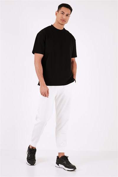 Pamuklu Bisiklet Yaka Relaxed Fit Basic Erkek T Shirt 5902610 SİYAH