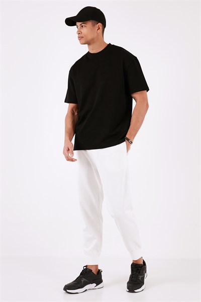 Pamuklu Bisiklet Yaka Relaxed Fit Basic Erkek T Shirt 5902610 SİYAH