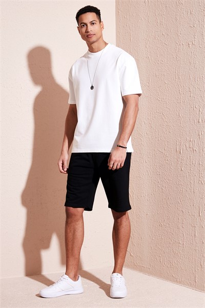 Pamuklu Bisiklet Yaka Relaxed Fit Basic Erkek T Shirt 5902610 EKRU