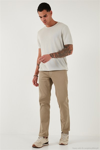 Pamuklu Comfort Fit Normal Bel Boru Paça Jeans Erkek Kot Pantolon 4412C19TEXAS BEJ