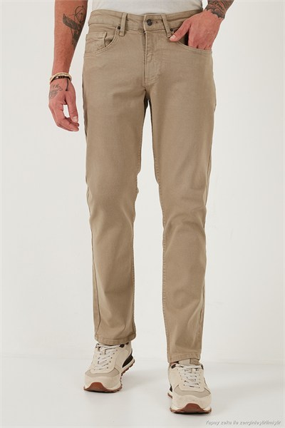 Pamuklu Comfort Fit Normal Bel Boru Paça Jeans Erkek Kot Pantolon 4412C19TEXAS BEJ