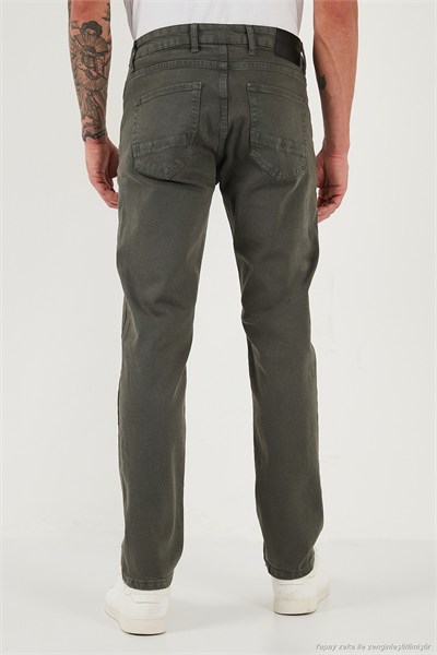 Pamuklu Comfort Fit Normal Bel Boru Paça Jeans Erkek Kot Pantolon 4412C19TEXAS HAKİ