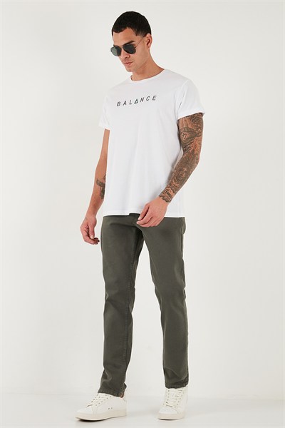 Pamuklu Comfort Fit Normal Bel Boru Paça Jeans Erkek Kot Pantolon 4412C19TEXAS HAKİ