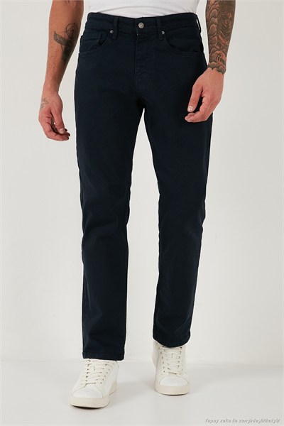 Pamuklu Comfort Fit Normal Bel Boru Paça Jeans Erkek Kot Pantolon 4412C19TEXAS LACİVERT