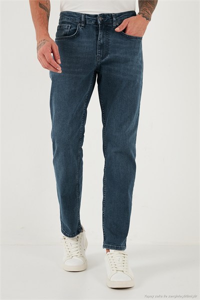 Pamuklu Comfort Fit Normal Bel Boru Paça Jeans Erkek Kot Pantolon 4412C02TEXAS MAVİ